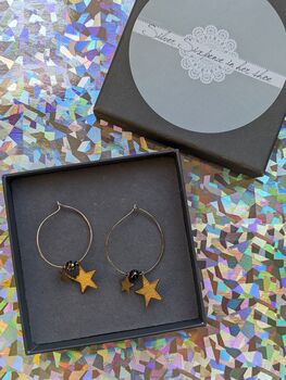 Large Gold Star Charm Hoop Earrings, 7 of 7