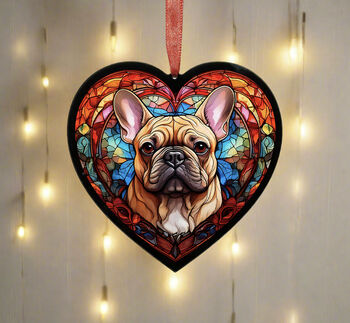French Bulldog Stained Glass Effect Heart Suncatcher, 6 of 7