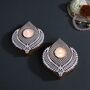 Wooden Leaf Tea Light Candle Holder, Set Of Two, thumbnail 2 of 4
