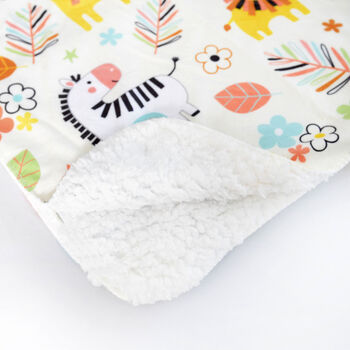 Personalised Jungle Animal Sherpa Baby Blanket, 5 of 9