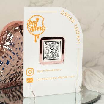 Modern Arch 3D Acrylic Branded Business Qr Code Sign, 2 of 9