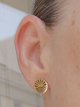 Sunrise Stud Earrings In Silver Or Gold Colour, 11 of 11