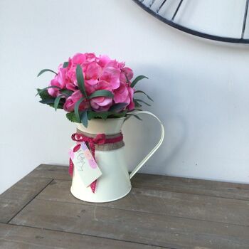 Pink Hydrangea Cream Metal Jug Mothers Day Gift, 2 of 7