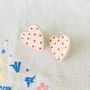 Ceramic / Silver Plated Pink Heart Stud Earrings, thumbnail 1 of 7