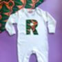 Personalised African Print Letter Baby Sleep Suit, thumbnail 5 of 6