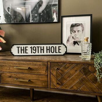 The 19th Hole Antiqued Wooden Road Sign, 2 of 2