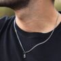 Mens Initial Necklace Silver Chain With Letter Pendant Necklace, thumbnail 1 of 10