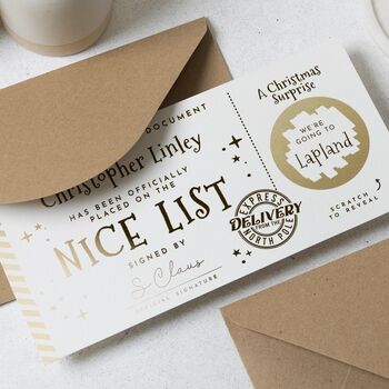 Personalised Nice List Lapland Scratch Reveal Ticket, 4 of 9