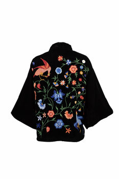 Regal Floral And Bird Embroidery Velvet Luxury Kimono, 6 of 7
