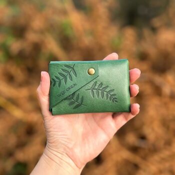 Botanical Green Italian Leather Wallet, 2 of 5