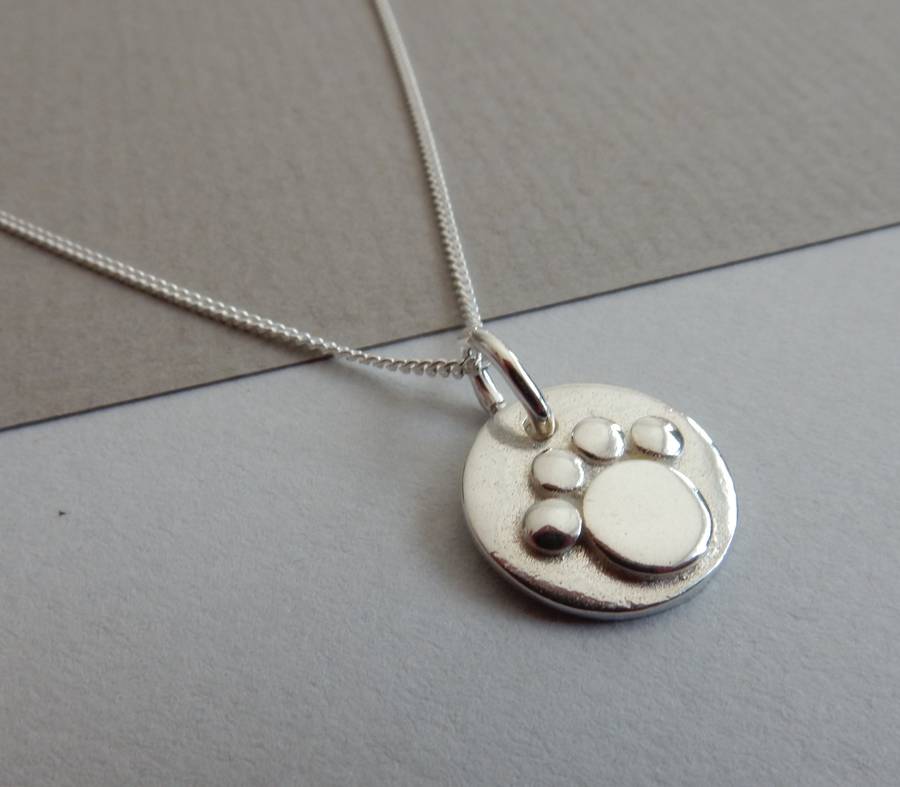 Silver Paw Print Pendant And Chain By Anne Reeves Jewellery ...