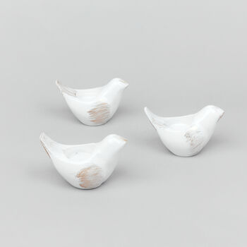 G Decor Set Of Three Ceramic Bird Tealight Holders, 3 of 3