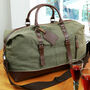 Large Canvas Weekend Bag With Monogrammed Luggage Tag, thumbnail 2 of 8