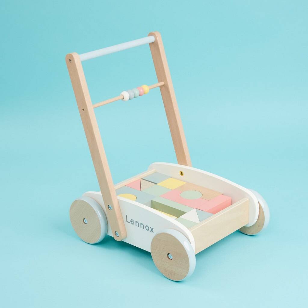 Personalised Push Along Activity Walker With Blocks, 1 of 4