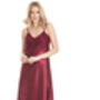 British Made Burgundy Long Satin Nightdress With Deep Lace Detail Ladies Size 8 Uk To 28 UK, thumbnail 2 of 5