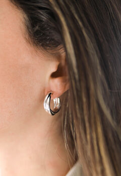 Sterling Silver Russian Wedding Ring Hoop Earrings, 3 of 5