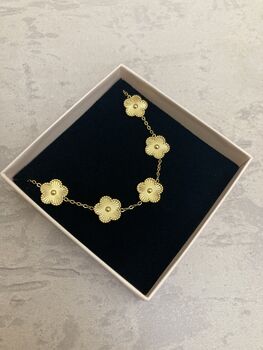 Gold Five Leaf Clover Charm Bracelet, 6 of 6