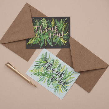 Thank You Notelet Pack Of Eight Foliage Pattern, 9 of 10
