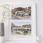 Personalised Double House Portrait, thumbnail 1 of 4