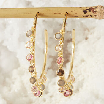 Amethyst, Topaz Citrine Gold Plated Silver Earrings, 6 of 8