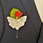Button Hole Pin For Grooms Wedding Suit, Lace Butterfly, thumbnail 8 of 11