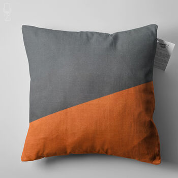 Grey And Orange Pillow Cover With Geometric Theme, 5 of 7