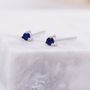 Sterling Silver Extra Tiny Sapphire Blue Crystal Cz Stud Earrings, thumbnail 2 of 12