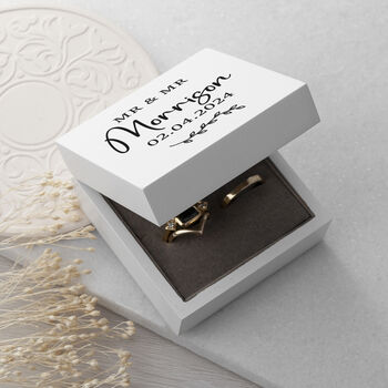 Personalised Wedding Date Double Ring Box, 2 of 4