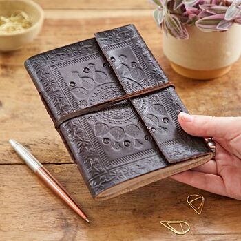 Indra Medium Embossed Leather Notebook, 2 of 7