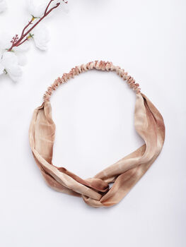Tie And Dye Browns Mulberry Silk Headband, 5 of 5