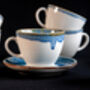 Blue Set Of Six Handmade Porcelain Tea Cup With Saucer, thumbnail 1 of 10