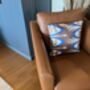 Square Ikat Silk Cushion Blue, Brown And White Abstract Design, thumbnail 10 of 10