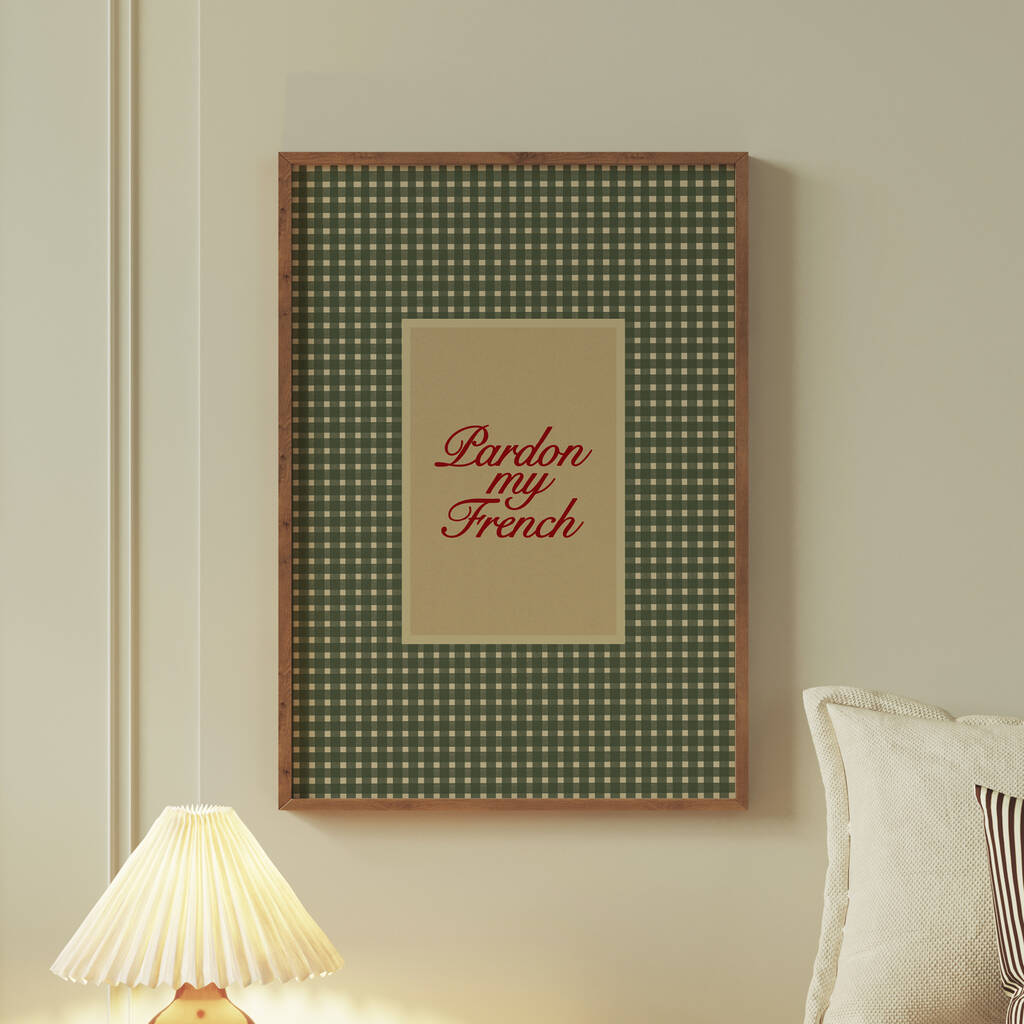 Pardon My French Gingham Print, 1 of 9