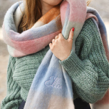 Personalised Pastel Multicoloured Check Winter Scarf, 3 of 8
