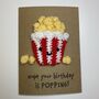 Popcorn Lover Crochet Birthday Card Handmade, thumbnail 3 of 7