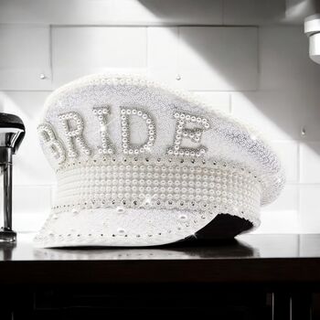 Personalised Pearl And Diamante Bride Hat, 3 of 7