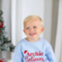 Personalised 'Believes' Santa Hat Christmas Embroidered Sweatshirt Jumper, thumbnail 3 of 3