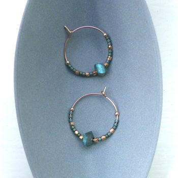 Grey, Fair Trade Beads And Labradorite Hoops 20mm, 6 of 7