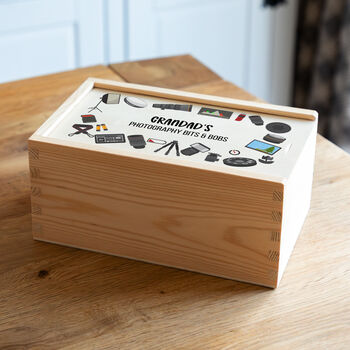 Personalised Photography Accessories Storage Box With Sliding Lid, 4 of 5