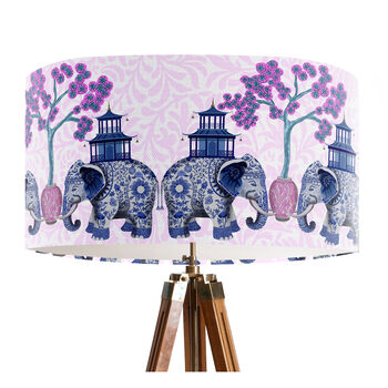 Chinoiserie Elephants, Pink And Blue Lampshade, 9 of 9