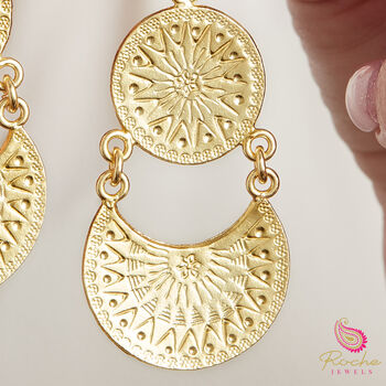 Matt Gold And Silver Plated Detailed Statement Earrings, 3 of 10
