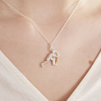 Cricketer Pendant 18 Ct Gold On Sterling Silver, 2 of 2