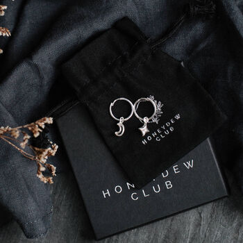 Moon And Star Huggie Hoop Earrings, 5 of 6