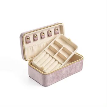 Monaco D’or Gold Rose Velvet Ombré Travel Jewellery Box Large, 5 of 7