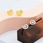 Koru Circle Spiral Stud Earrings In Sterling Silver, thumbnail 1 of 11