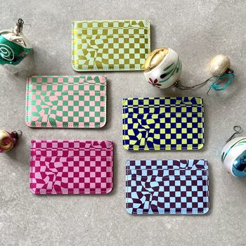 Checkerboard Card Case Recycled Leather Five Colourways, 4 of 4