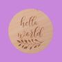 Wooden Baby Announcement Hello World Engraved Sign, thumbnail 3 of 9