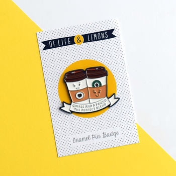 'Coffee And A Friend' Enamel Pin Badge, 4 of 5