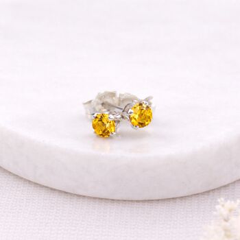 Sterling Silver Citrine Micro Stud Earrings – 3mm, 4 of 5