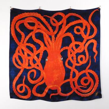 Octopoda Octopus Print Silk Scarf, 3 of 6